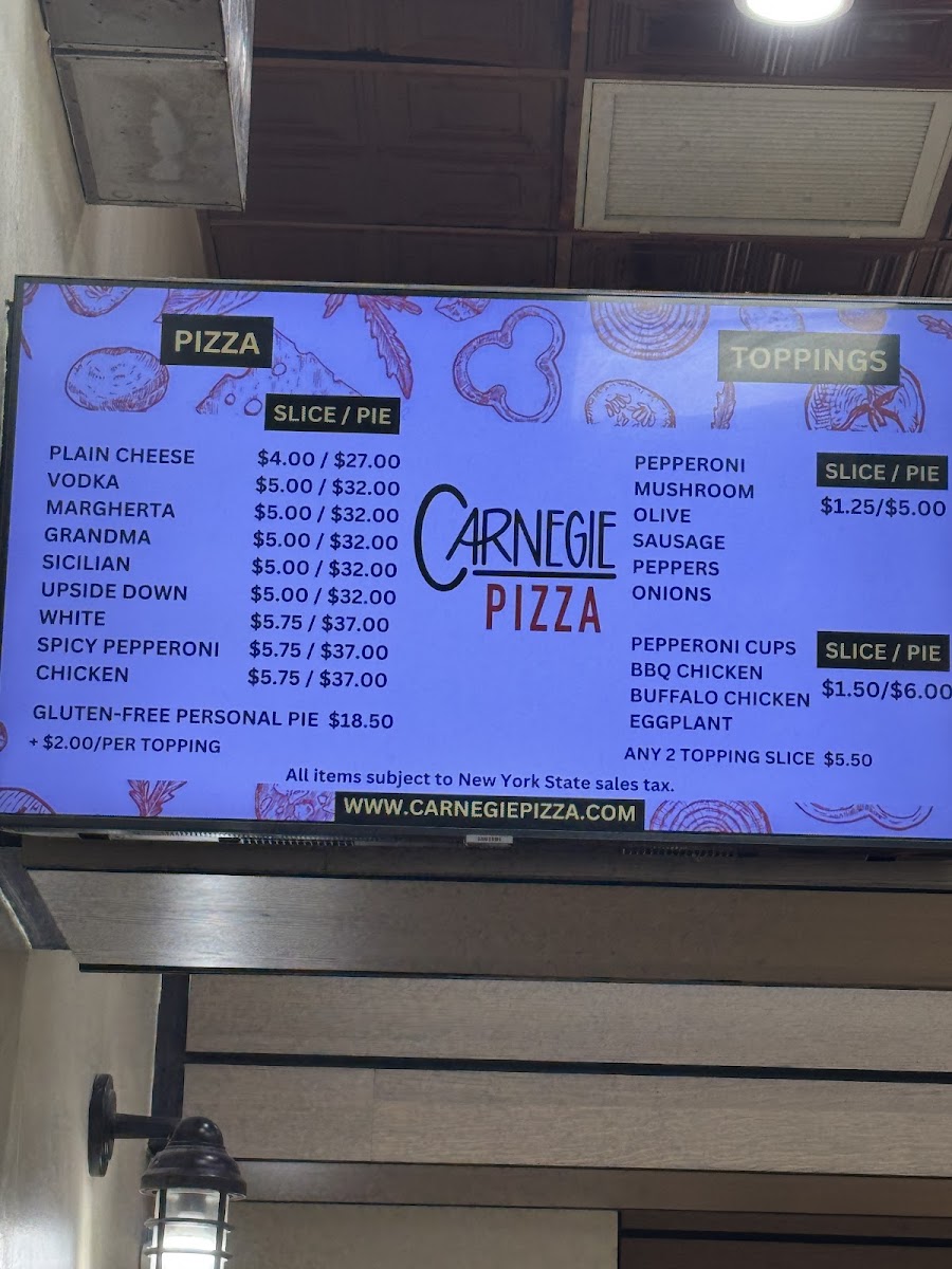 Carnegie Pizza Menu - Image 2