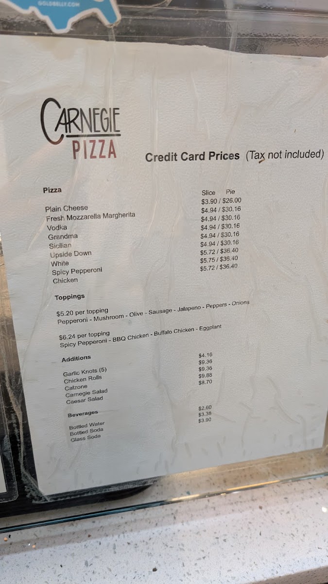 Carnegie Pizza Menu - Image 3